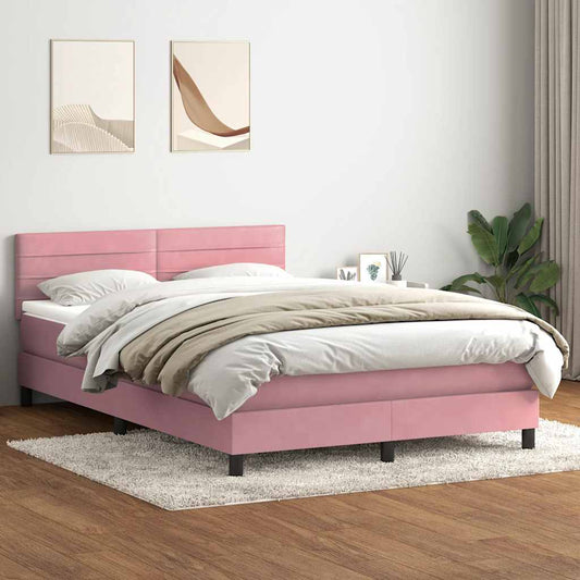 Boxspringbett mit Matratze Rosa 160x220 cm Samt