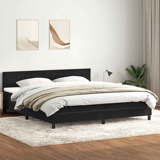 Boxspringbett mit Matratze Schwarz 180x220 cm Samt