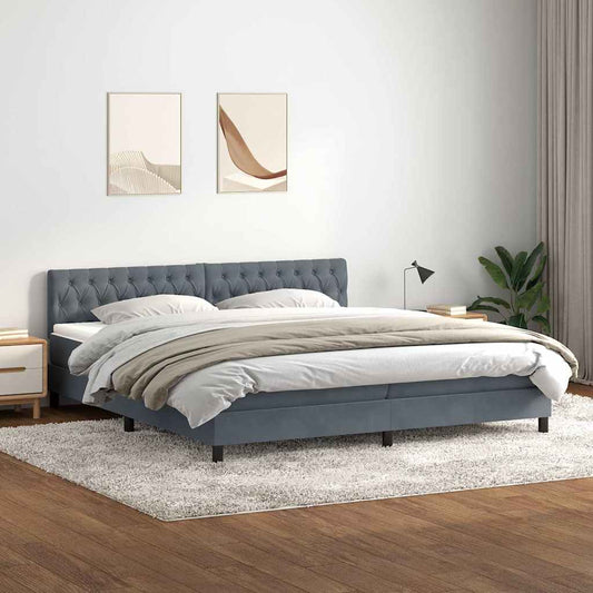 Boxspringbett mit Matratze Dunkelgrau 180x210 cm Samt