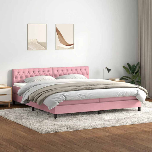 Boxspringbett mit Matratze Rosa 180x220 cm Samt