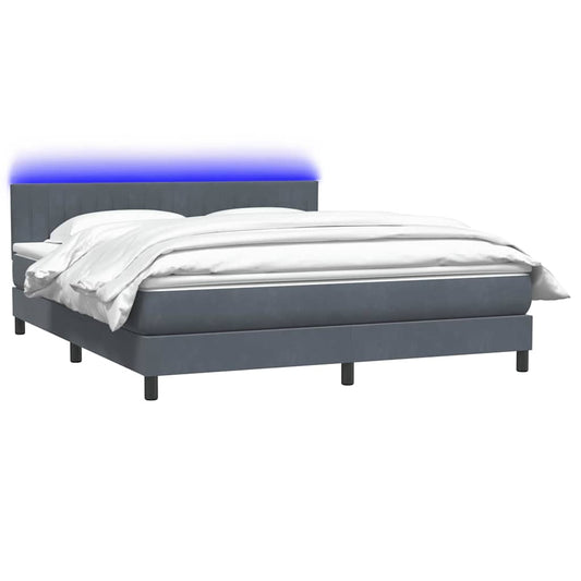 Boxspringbett mit Matratze Dunkelgrau 180x220 cm Samt