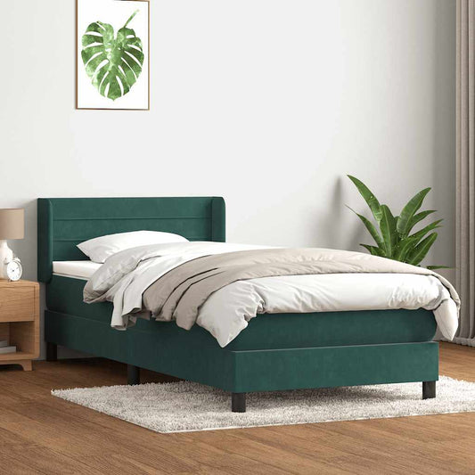 Boxspringbett mit Matratze Dunkelgrün 100x220 cm Samt