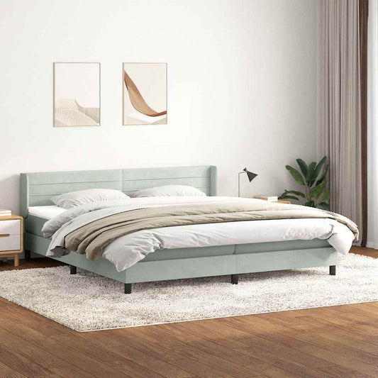 Boxspringbett mit Matratze Hellgrau 180x220 cm Samt