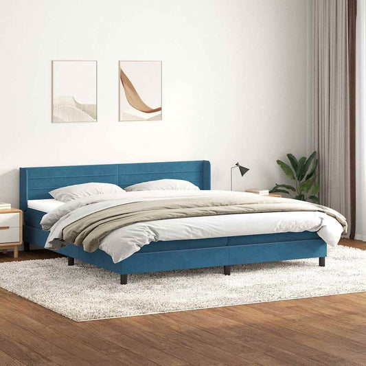 Boxspringbett mit Matratze Dunkelblau 180x220 cm Samt