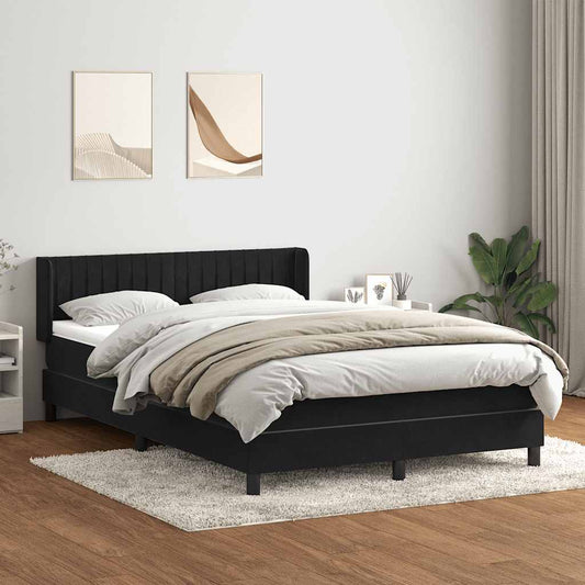 Boxspringbett mit Matratze Schwarz 140x210 cm Samt