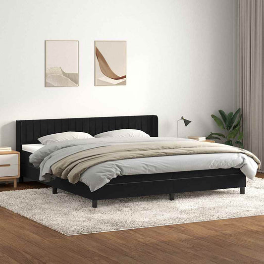 Boxspringbett mit Matratze Schwarz 180x210 cm Samt