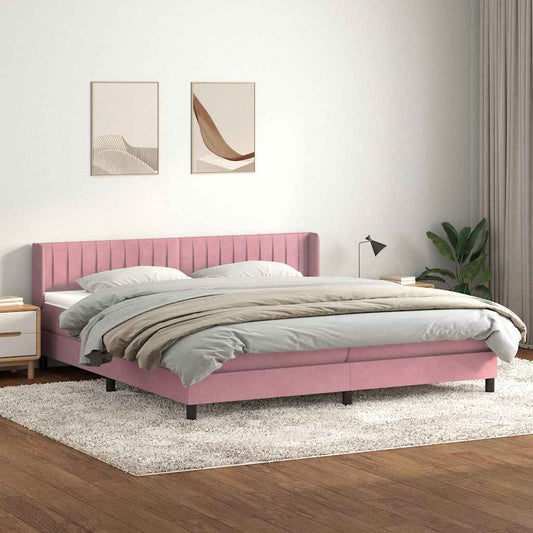 Boxspringbett mit Matratze Rosa 180x210 cm Samt