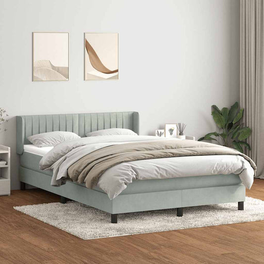 Boxspringbett mit Matratze Hellgrau 160x220 cm Samt