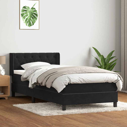 Boxspringbett mit Matratze Schwarz 80x210 cm Samt