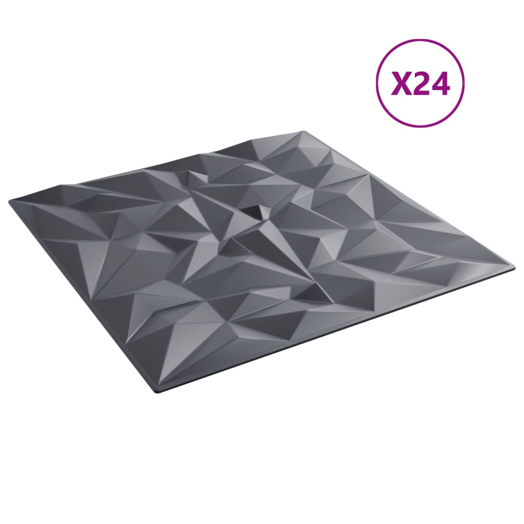 Wandpaneele 24 Stk. Grau 50x50 cm XPS 6 m² Amethyst