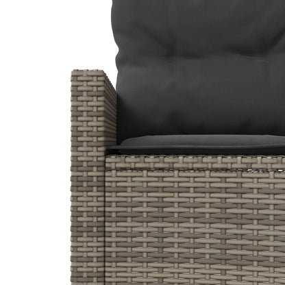 Gartensofa mit Kissen Halbrund Grau Poly Rattan