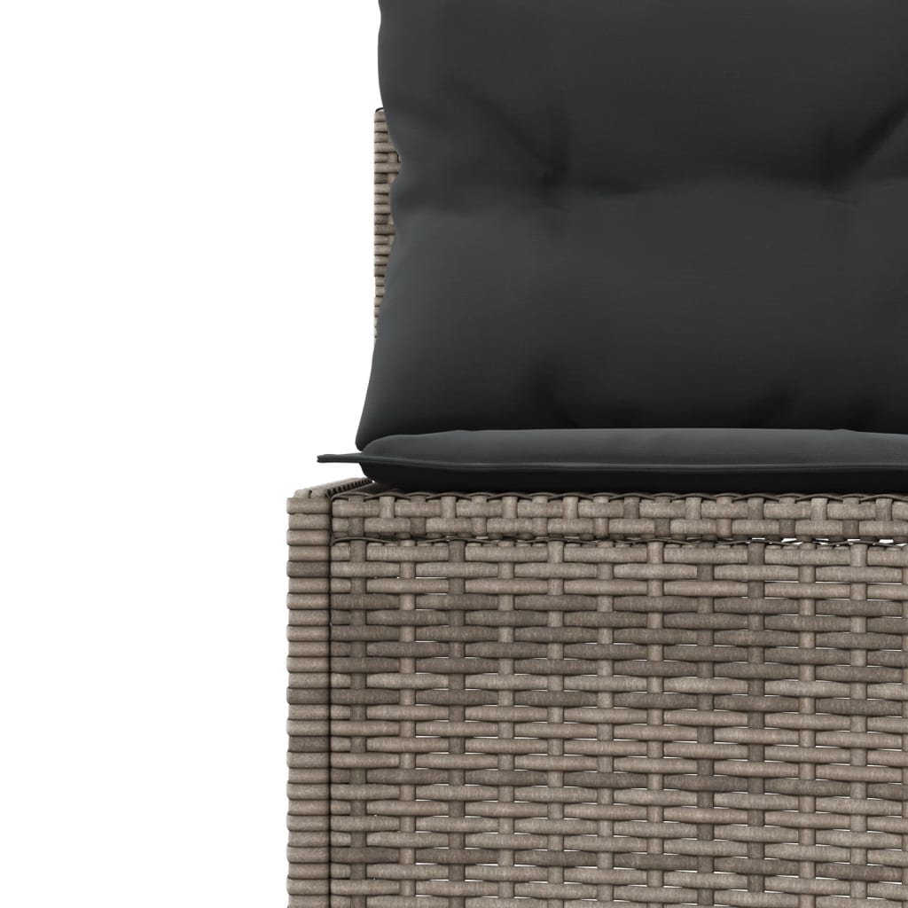 Gartensofa mit Kissen Halbrund Grau Poly Rattan