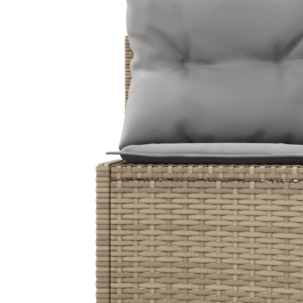 Gartensofa mit Kissen Halbrund Beige Poly-Rattan