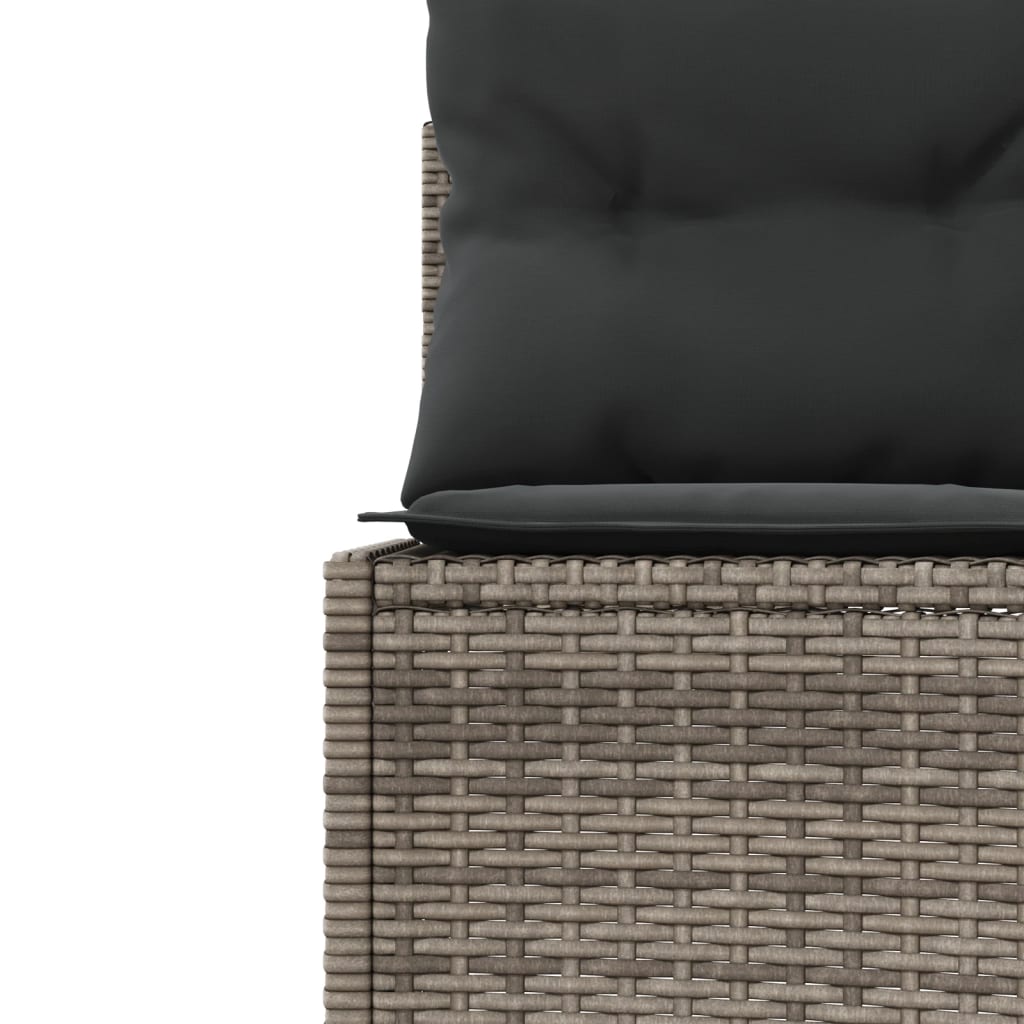 Gartensofa mit Tisch und Kissen Halbrund Grau Poly Rattan