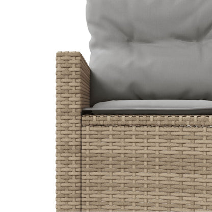 Gartensofa mit Kissen Rund Beige Poly-Rattan