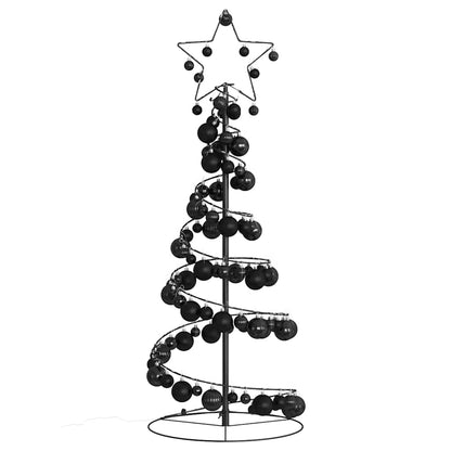 Weihnachtsbaum Kegelform mit Kugeln 80 LEDs Warmweiß 120 cm