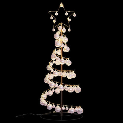 Weihnachtsbaum Kegelform mit Kugeln 80 LEDs Warmweiß 120 cm