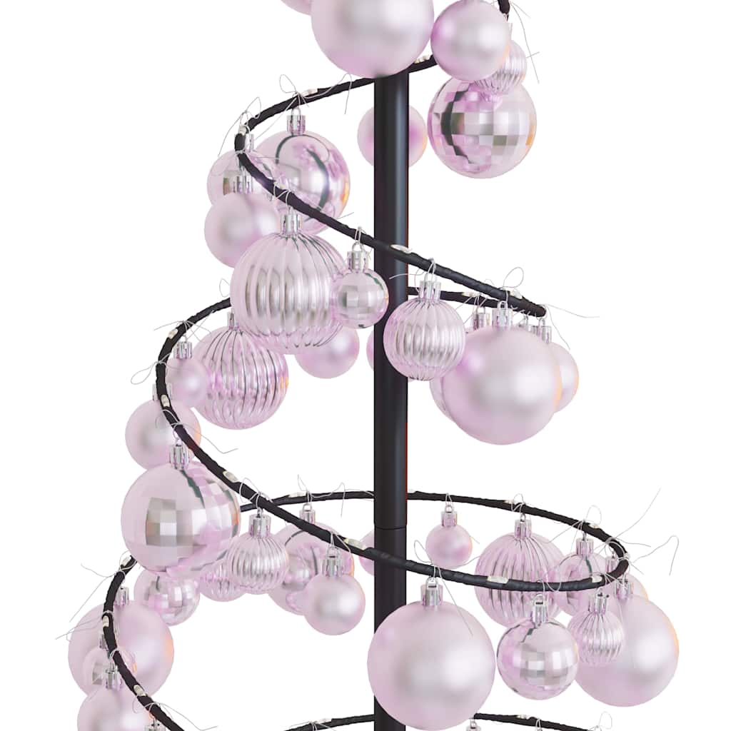 Weihnachtsbaum Kegelform mit Kugeln 80 LEDs Warmweiß 120 cm