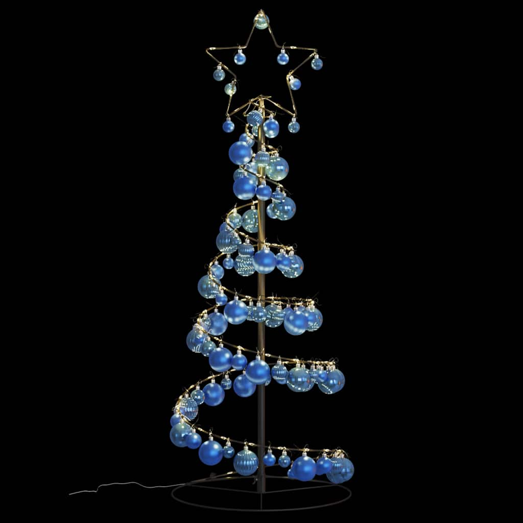 Weihnachtsbaum Kegelform mit Kugeln 80 LEDs Warmweiß 120 cm