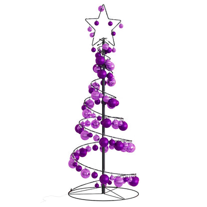 Weihnachtsbaum Kegelform mit Kugeln 80 LEDs Warmweiß 120 cm