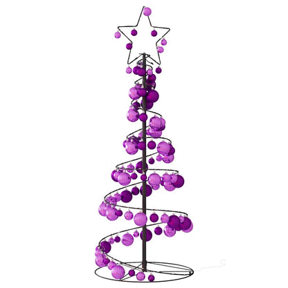 Weihnachtsbaum Kegelform mit Kugeln 80 LEDs Warmweiß 120 cm