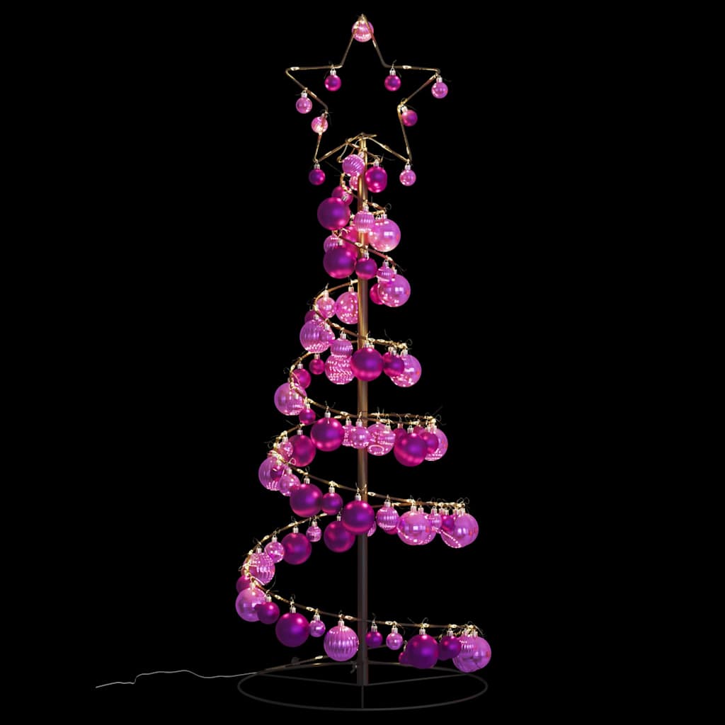 Weihnachtsbaum Kegelform mit Kugeln 80 LEDs Warmweiß 120 cm