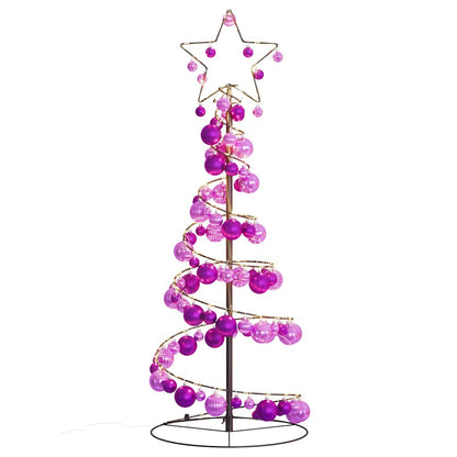 Weihnachtsbaum Kegelform mit Kugeln 80 LEDs Warmweiß 120 cm