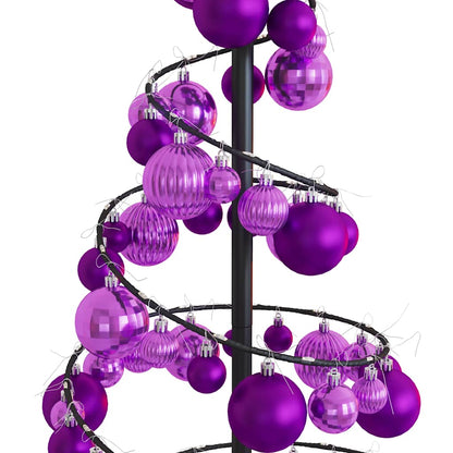 Weihnachtsbaum Kegelform mit Kugeln 80 LEDs Warmweiß 120 cm