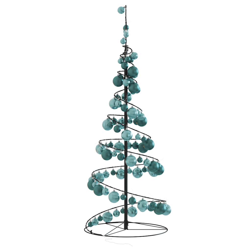 Weihnachtsbaum Kegelform mit Kugeln 80 LEDs Warmweiß 120 cm