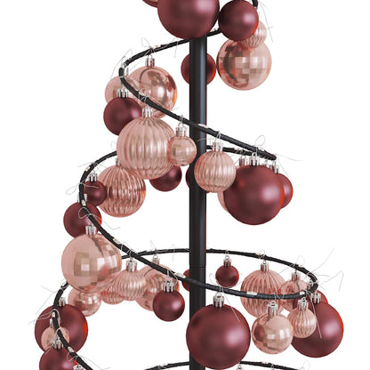 Weihnachtsbaum Kegelform mit Kugeln 80 LEDs Warmweiß 120 cm