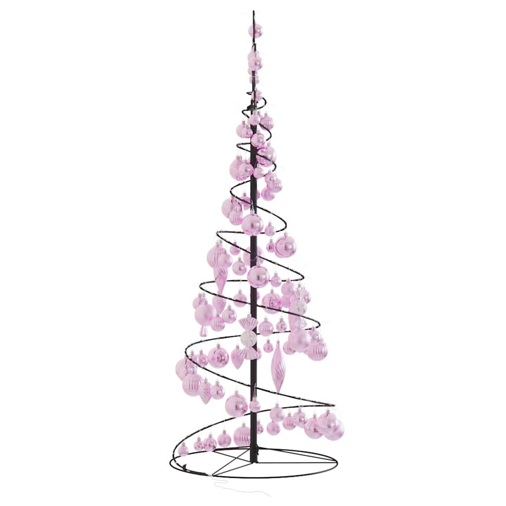 Weihnachtsbaum Kegelform mit Kugeln 80 LEDs Warmweiß 120 cm