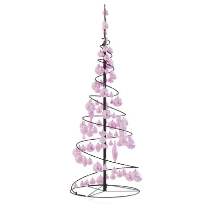 Weihnachtsbaum Kegelform mit Kugeln 80 LEDs Warmweiß 120 cm