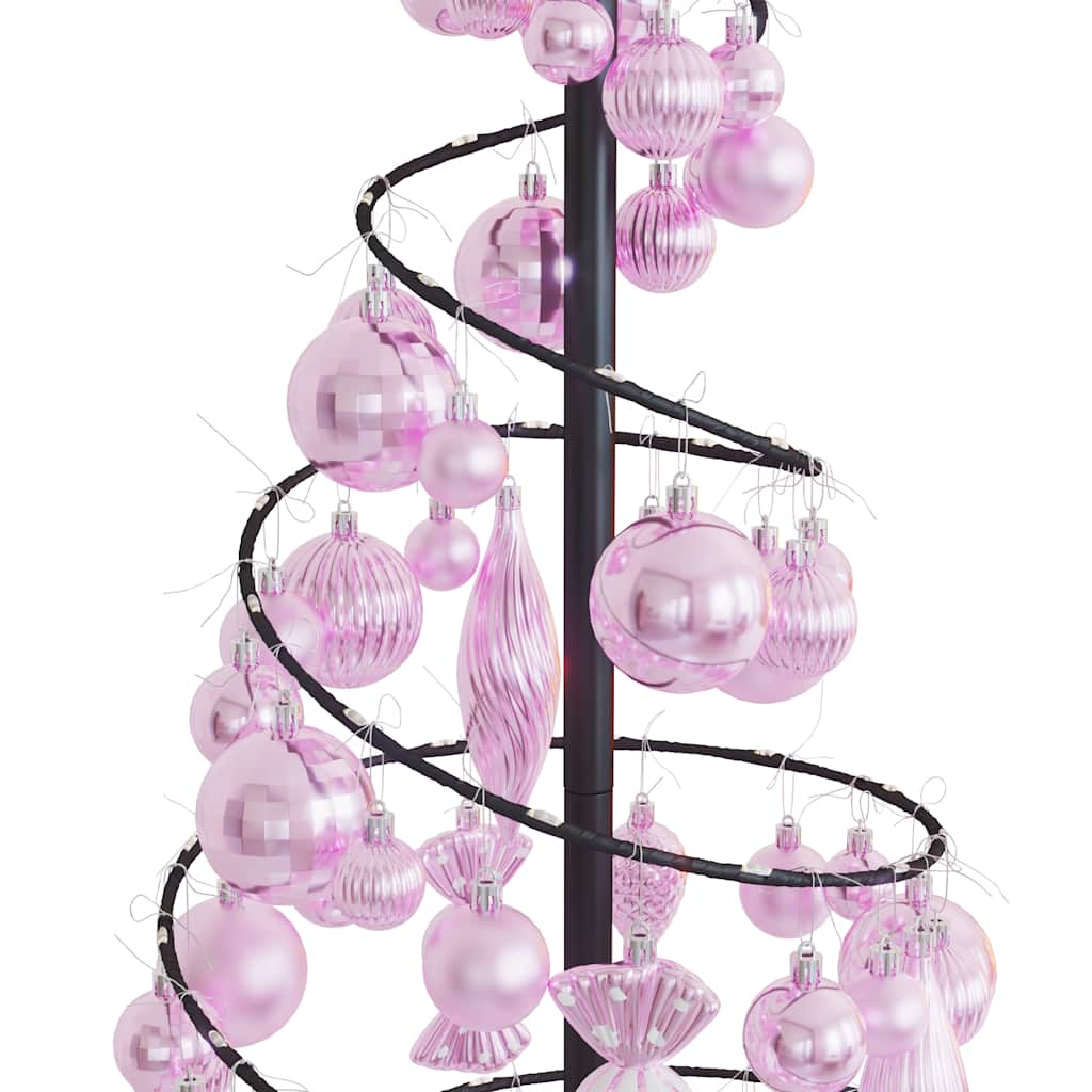 Weihnachtsbaum Kegelform mit Kugeln 80 LEDs Warmweiß 120 cm