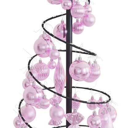 Weihnachtsbaum Kegelform mit Kugeln 80 LEDs Warmweiß 120 cm