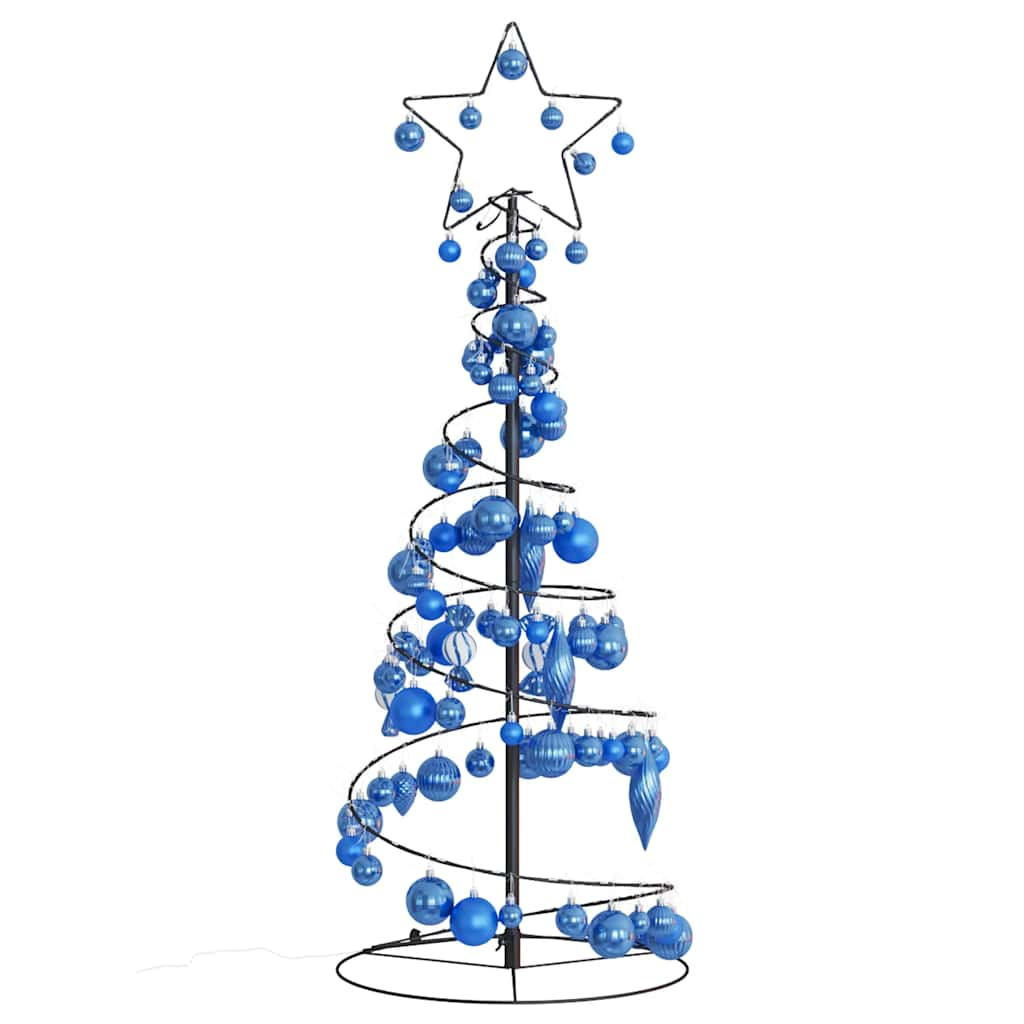 Weihnachtsbaum Kegelform mit Kugeln 80 LEDs Warmweiß 120 cm