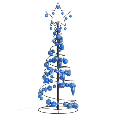 Weihnachtsbaum Kegelform mit Kugeln 80 LEDs Warmweiß 120 cm