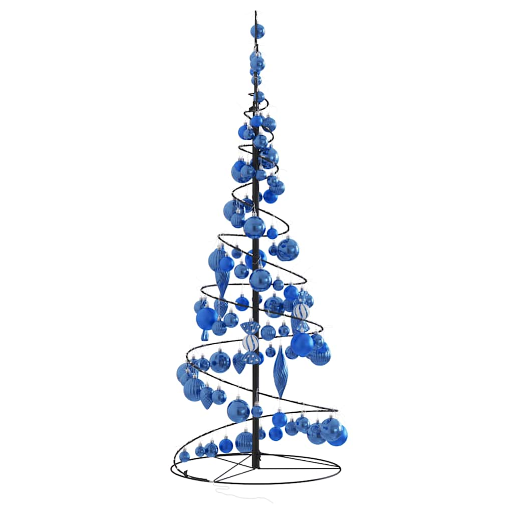 Weihnachtsbaum Kegelform mit Kugeln 80 LEDs Warmweiß 120 cm