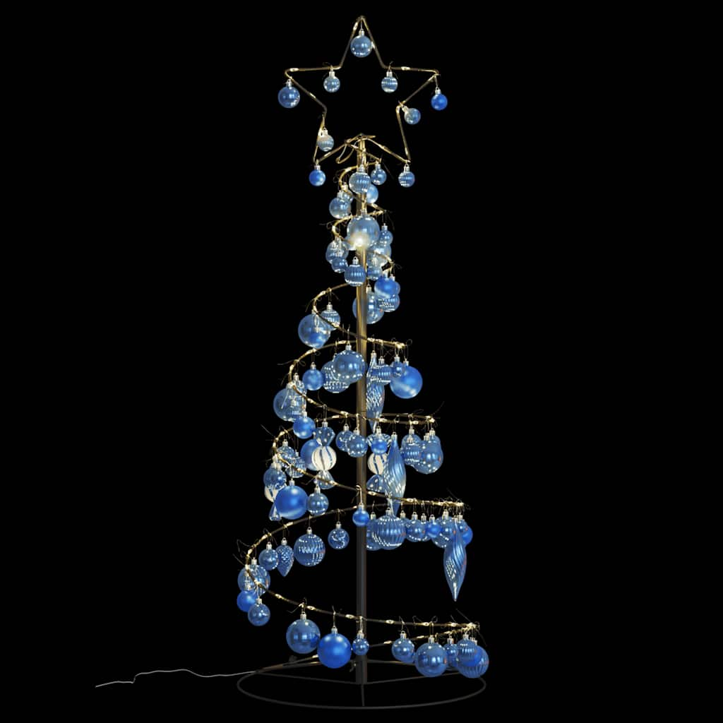 Weihnachtsbaum Kegelform mit Kugeln 80 LEDs Warmweiß 120 cm