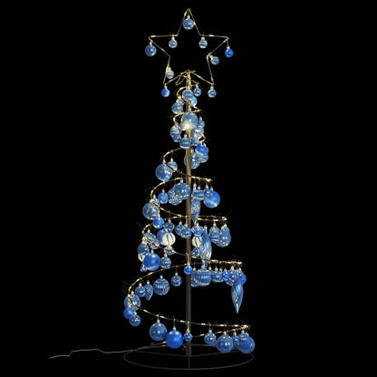 Weihnachtsbaum Kegelform mit Kugeln 80 LEDs Warmweiß 120 cm