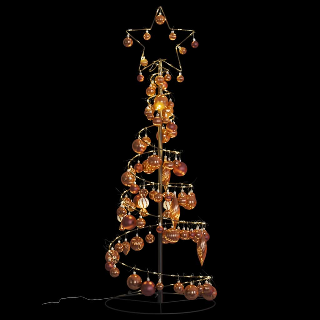 Weihnachtsbaum Kegelform mit Kugeln 80 LEDs Warmweiß 120 cm