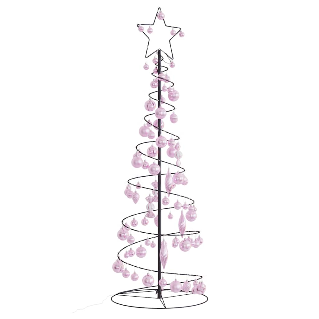 Weihnachtsbaum Kegelform mit Kugeln 100 LEDs Warmweiß 150 cm