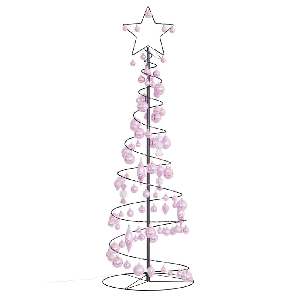 Weihnachtsbaum Kegelform mit Kugeln 100 LEDs Warmweiß 150 cm