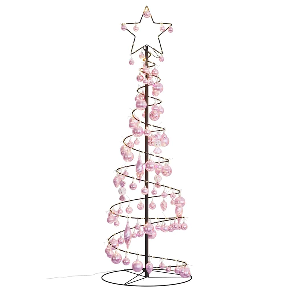 Weihnachtsbaum Kegelform mit Kugeln 100 LEDs Warmweiß 150 cm