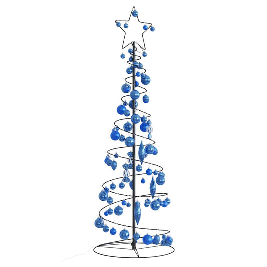 Weihnachtsbaum Kegelform mit Kugeln 100 LEDs Warmweiß 150 cm