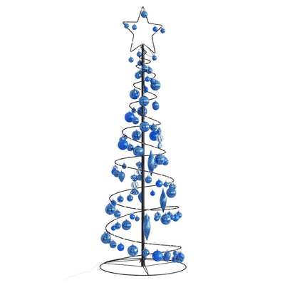 Weihnachtsbaum Kegelform mit Kugeln 100 LEDs Warmweiß 150 cm