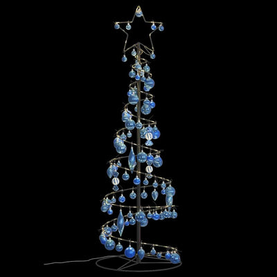 Weihnachtsbaum Kegelform mit Kugeln 100 LEDs Warmweiß 150 cm