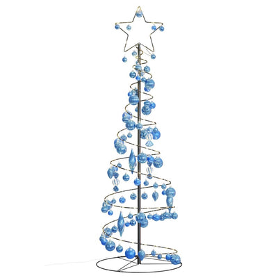 Weihnachtsbaum Kegelform mit Kugeln 100 LEDs Warmweiß 150 cm