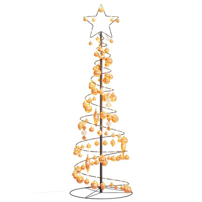 Weihnachtsbaum Kegelform mit Kugeln 100 LEDs Warmweiß 150 cm