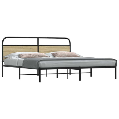 Metallbett ohne Matratze Sonoma-Eiche 193x203 cm