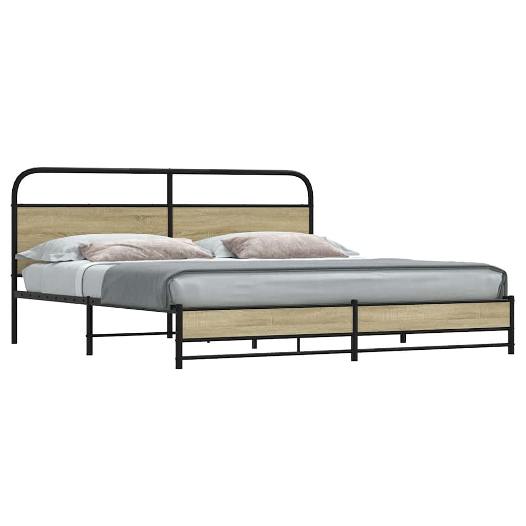 Metallbett ohne Matratze Sonoma-Eiche 183x213 cm